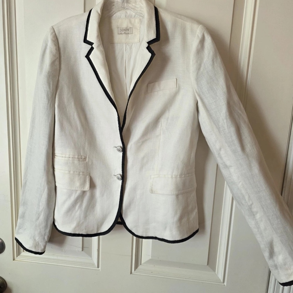 J. Crew White 100% Linen Blazer, Women's Size Small